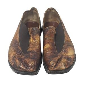 Cydwoq Vintage Collection Women's Brown Textured Leather Flats Loafers Size 37.5